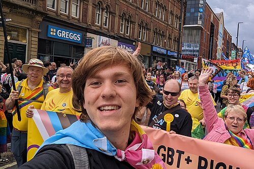 George attending Leeds Pride with the Lib Dems