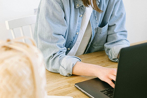 Woman reading email