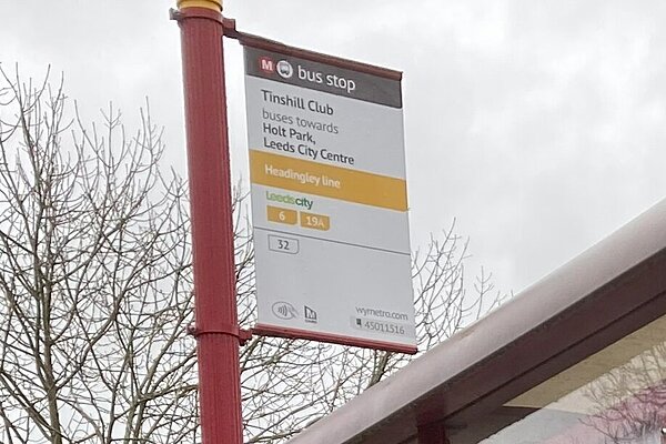 A bus stop in Leeds